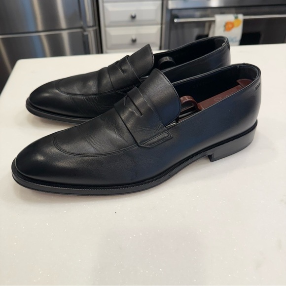 Boss Black Leather Penny Loafers